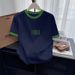 Dark Grey Cotton Crew Neck Short Sleeve T-Shirt Korean Style Fashionable Versatile Top For Women Trendy Brand 2026_ecoleips.com