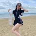 Women's Conservative One Piece Swimsuit 2025 Style Covers Tummy Slimming Student Style for Small Chests Spring Hot Summer_ecoleips.com