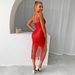Spring Summer Independent Station Ins Hot Sexy Slim Backless Strap European American Style Bodycon Dress_ecoleips.com