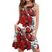 Summer European And American Hawaiian Loose Casual Women's Floral Strap Dress Mid-Length Skirt 3D Digital Print Shirt_ecoleips.com