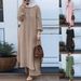 h707#Muslim Clothing Two-Piece Spring Autumn New Women's Sleeve Shirt And Long Pants Set_ecoleips.com