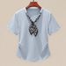 K V-neck Short Sleeved Women's T-shirt With New Scarf Design, Niche And Super Good-looking Temperament Top_ecoleips.com