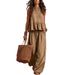 Women's Clothing Summer Women's Ruffle Sleeveless Wide Leg Suit Casual Cotton Linen Blend Style Fashion For Formal & Casual For Women_ecoleips.com