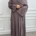 Voya Muslim Women's Pleated Cardigan With Lining And Headscarf, Two Piece Set, Elegant Temperament For Commuting_ecoleips.com