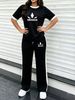 Summer Fashion Two Piece Set Women's European American Style Crew Neck Short Sleeve T-Shirt And Casual Pants Letter Print_ecoleips.com