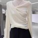 girl High-End Elegant Gray Scoop Neck Long Sleeve Knitted Sweater For Women, Autumn And Winter Design, Slim Fit Sweater,_ecoleips.com