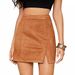 Verve 2025 Women's Suede Bodycon Short High Waist Zipper Autumn Winter Sexy A-line Solid Color Midi Skirt_ecoleips.com