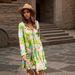 Women's Clothing Style Women's Printed V-Neck Long Sleeve Dress Fashionable Hot Selling Item Cross Border_ecoleips.com