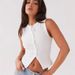Women's Clothing Summer Y2K Slim Hot Girl Sleeveless Round Neck Ribbed Button Vest_ecoleips.com