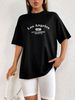 Women's Clothing Women's Casual Black T-Shirt Round Neck Short Sleeve Letter Print Simple Sports Top Style Loose Fit_ecoleips.com