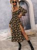 2024 Cross-Border Autumn/Winter New European And American Printed Long-Sleeve Backless Bohemian Dress_ecoleips.com