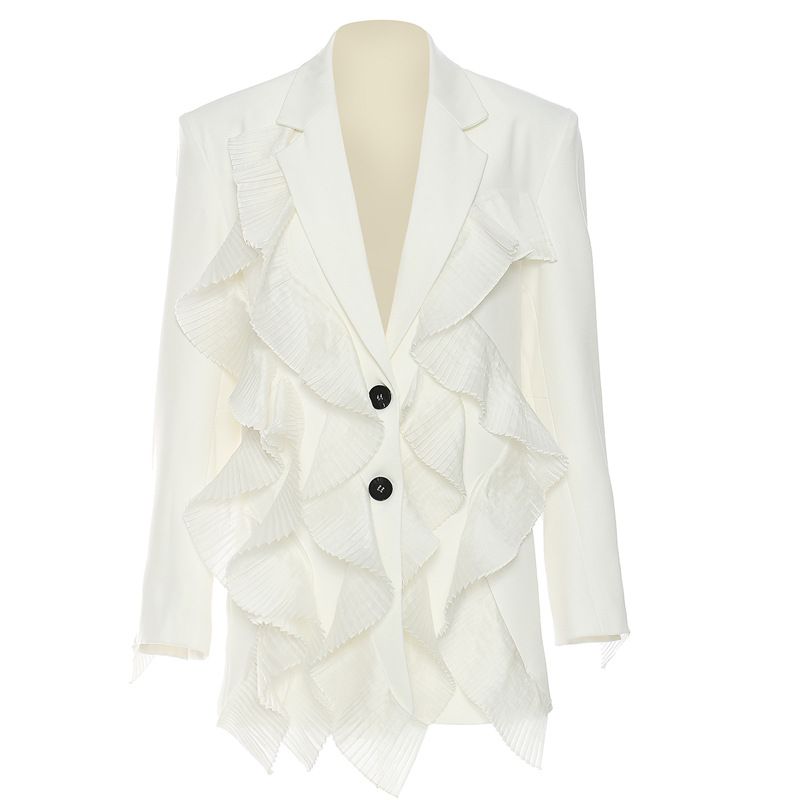 K New Super Heavy Industry Splicing Folded Suit Jacket Top_ecoleips.com