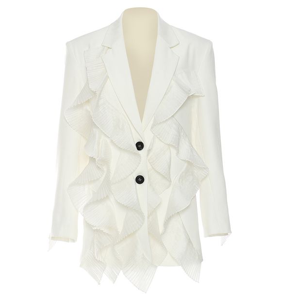 K New Super Heavy Industry Splicing Folded Suit Jacket Top_ecoleips.com