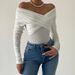 Women's Off-Shoulder Ruched Long Sleeve Bodysuit Elegant Spring Autumn Solid Color Tight-Fitting Top_ecoleips.com