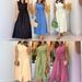 Women's Clothing Summer Medium Length Lapel Solid Color Sleeveless Dress_ecoleips.com