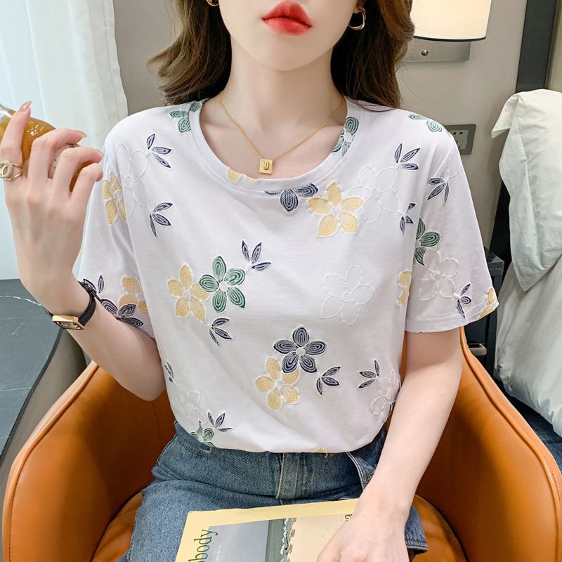 New White T-shirt Women's Short-sleeved Crew Neck Loose Large Size Thin T-shirt Bottoming Shirt Versatile Top_ecoleips.com
