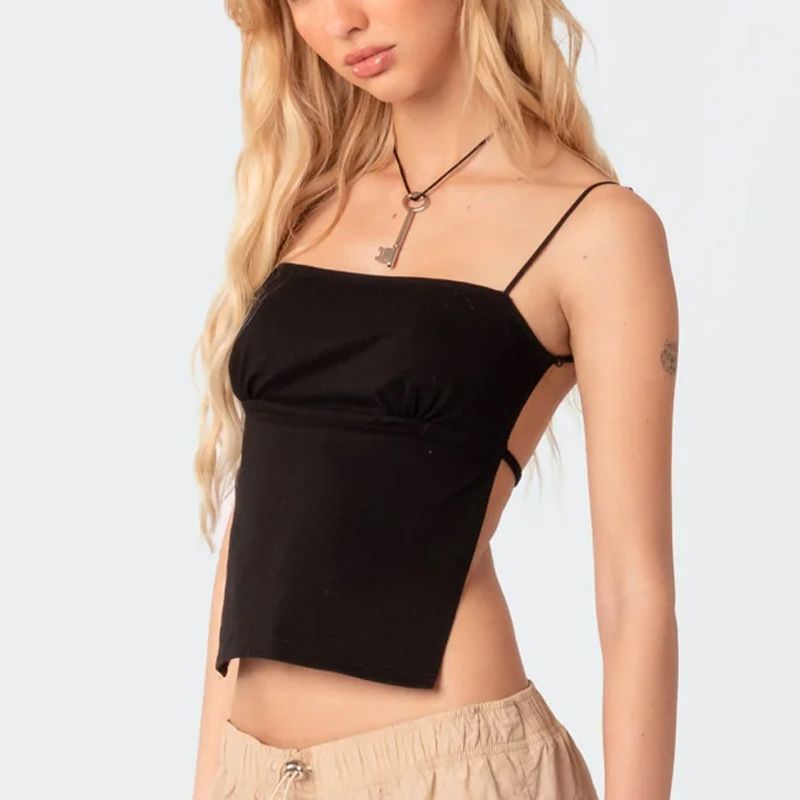 Spring/Summer Solid Color Tank Top for Women Sexy Backless Off-Shoulder Strapless Camisole Top European American Style Hot 2024_ecoleips.com