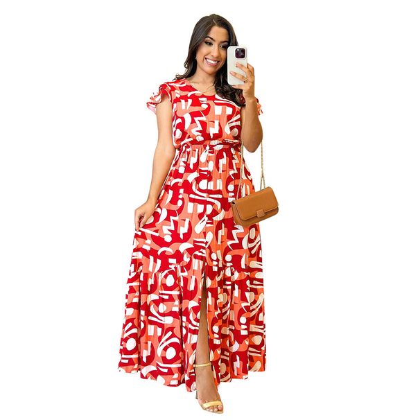 Women's Clothing New Dress Waist Slimming Daily Leisure Temperament Split Button Decoration Long Skirt_ecoleips.com