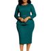 Women's Clothing Fashion Round Neck Elegant Elegant Pencil Dress With Belt | Stretchy Office Wear | High-Waist Bodycon Midi Dress For Women_ecoleips.com