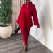 Solid Color And Multi-Color Split V-Neck Top Leggings Knitted Two Piece Set New Cross Border Stylish And Elegant_ecoleips.com