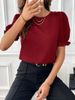 Verve Women's Fashion 2025 Summer New Stylish Elegant Solid Color Round Neck Shirt Top_ecoleips.com