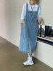 K Women's New Retro Loose Mid-Length Denim Strap Dress For Hip Hiding_ecoleips.com