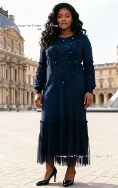Plus Size African Style Women's Dress Floral Sleeve 3D Flower Decoration Pleated Beaded Design New_ecoleips.com