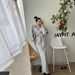 Women's Two Piece Set Stand Collar Striped Short Cardigan Sweatshirt And Slimming High Waisted Long Skirt Spring Autumn New Style_ecoleips.com