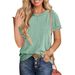 Women's Round Neck Twist Stripe Short Sleeve T-Shirt Loose Fit Summer Top_ecoleips.com