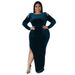 N7711 plus Size Elegant Slim Fit Sexy Dress European American Style New Arrival 2022 Decoration Detail Women's Clothing_ecoleips.com