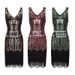 1920s Vintage Sequin Beaded Tassel Dress, Party Evening Dress_ecoleips.com