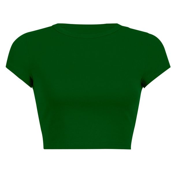 Women's Clothing Women's Basic Cropped T-Shirt Solid Color Round Neck Short Sleeve Style Dopamine Inducing Top_ecoleips.com
