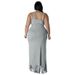Women's Clothing Plus Size Women's Tassel Irregular Sleeveless Dress Set For Formal & Casual For Women Round Neck_ecoleips.com