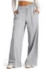 K Women's Drawstring Plain Color Waist-cinching Fashion Wide-leg Casual Trousers_ecoleips.com