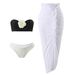 Women's Clothing Color Matching Sexy New Rose Three Piece Mesh Long Skirt Swimsuit Bikini_ecoleips.com
