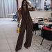 Women's High-Waisted Lounge Set – Sleeveless Cami Top & Wide-Leg Pants (Wine Red, Blush Pink, White, Black, Brown, Rose Gold)_ecoleips.com
