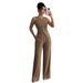 Professional Two Piece Suit for Women OL Style Slimming High Waisted Wide Leg Long Sleeveless Top Spring Autumn Outings_ecoleips.com