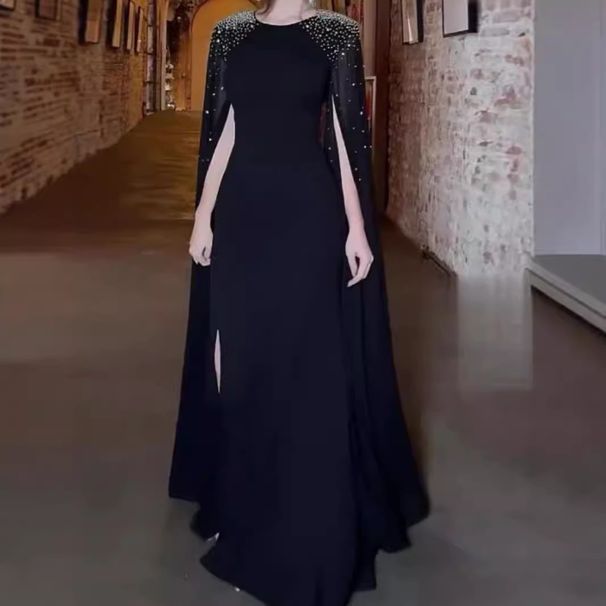 Women's Clothing Autumn And Winter Hot Diamond Robe Evening Dress_ecoleips.com