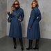 Women's Elegant Denim Trench Coat European American Style Spring Autumn Fashionable Casual Mid-Length Coat_ecoleips.com