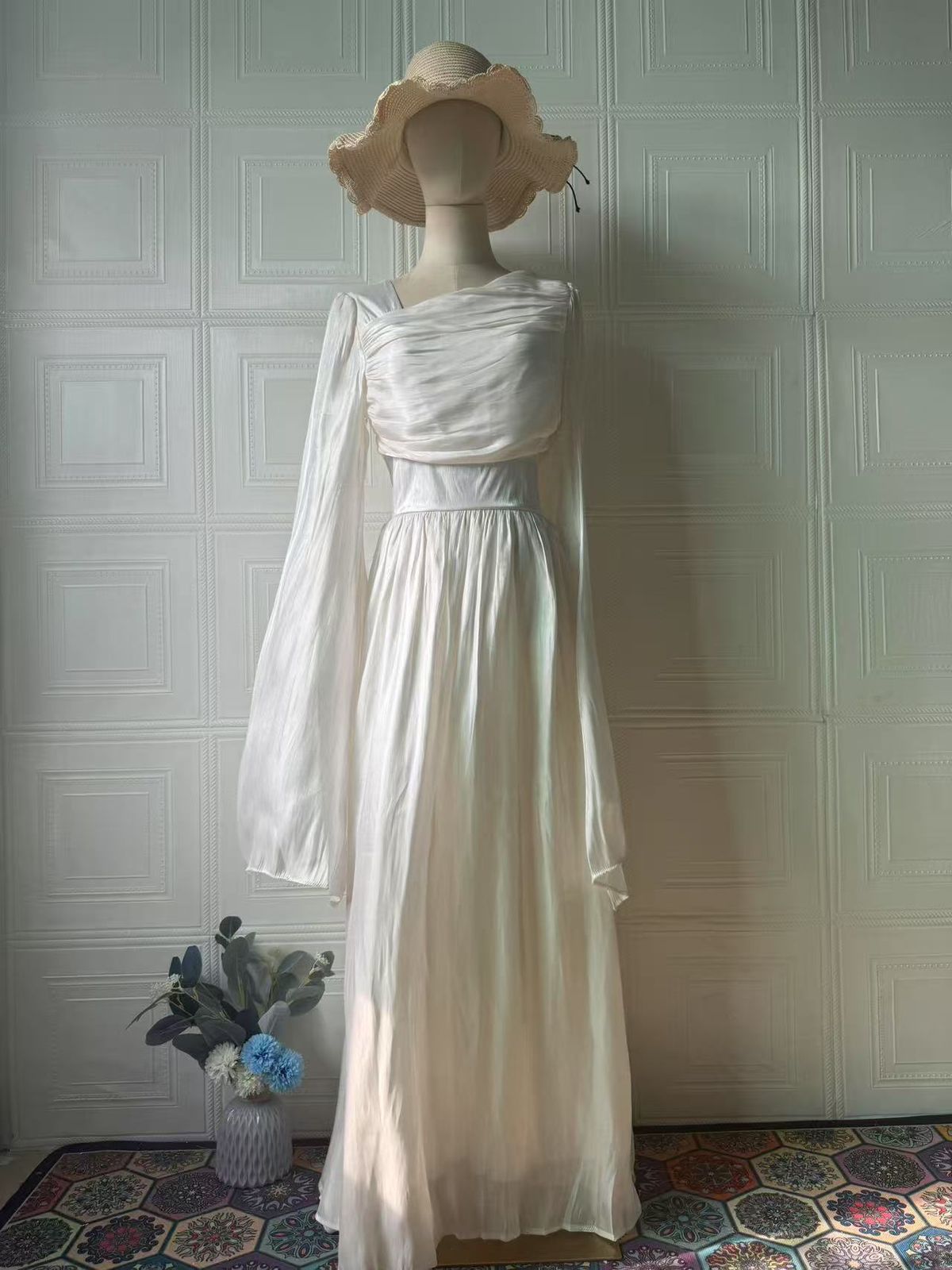 Luxury Women's Retro Style Maxi Dress Long Sleeve Slim Waist Design Elegant Summer Cocktail Dress_ecoleips.com