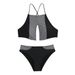 Aria Basics European And American Two-piece Bikini Triangle Swimsuit With Cross Shoulder Straps, Solid Color Swimsuit, Sports_ecoleips.com