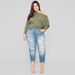 Women's Clothing Fashion Ripped Irregular Hem Nine Point Jeans For Women_ecoleips.com