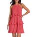 Women's Sleeveless Pleated Dress Layered Spliced Hem Pullover Casual Knee-Length Summer Fashion_ecoleips.com
