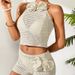 Women's Clothing Beach Vacation Hollow Three Dimensional Hook Flower Sexy Halter Neck Strap Beach Swimsuit Bikini Set_ecoleips.com