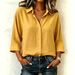 Women's Solid Color Casual Loose Shirt Spring Autumn European American Style Single Breasted Linen Top Nine Sleeve_ecoleips.com