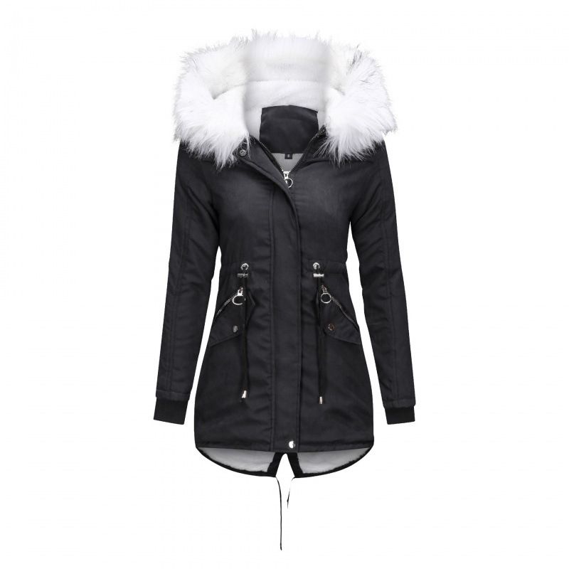 Women's Clothing Thick Mid Length Cotton Coat Large Size_ecoleips.com