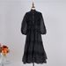 Women's Clothing Retro Palace Style Half High Collar And Lace Long Dress_ecoleips.com