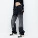 Pear-shaped Body Black Gradient Jeans Women Autumn Winter New Fat Sister Mm High Waist Slimming Straight-leg Wide Leg_ecoleips.com