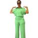 Women's Clothing Summer New Casual Lapel Short Sleeved Shirt Wide Leg Trousers Fashion Suit_ecoleips.com
