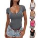 Summer Women's Slim Fit T-Shirt Round Neck Short Sleeve American Fashion Style_ecoleips.com